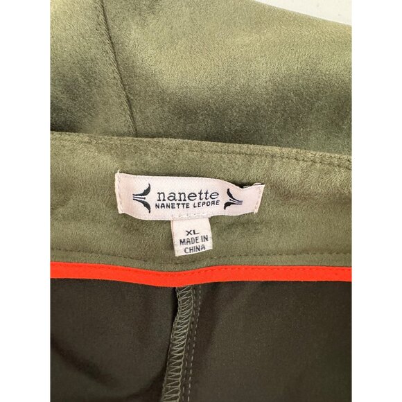 Nanette Lepore Kick Crop Suede Pants 90s Olive sz XL - Picture 2 of 9